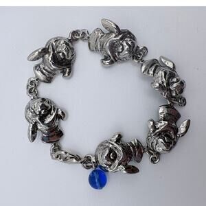 Silver-Tone Walrus Fashion Charm Bracelet with Blue Bead Accent
